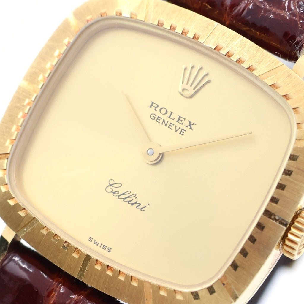 ROLEX(ロレックス) チェリーニ シャンパン文字盤 YG×革/手巻き 4082