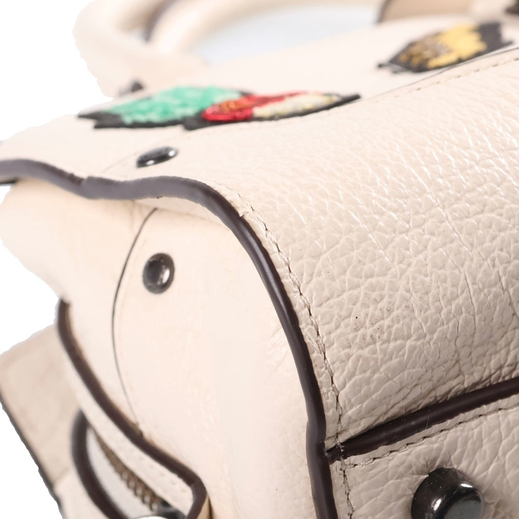 COACH(コーチ) マーサー サッチェル24 スーベニア エンブロイダリー 2WAYハンドバッグ ショルダーバッグ アイボリー レザー 57722 ガンメタ金具 レディース