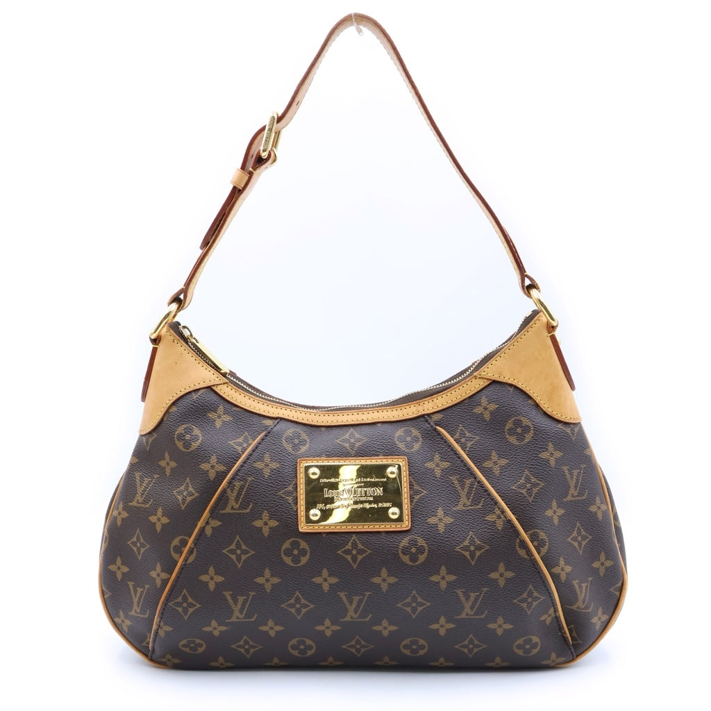 LOUIS VUITTON(ルイヴィトン) モノグラム テムズGM ワンショルダーバッグ ブラウン レザー×PVC M56383 ゴールド金具 レディース