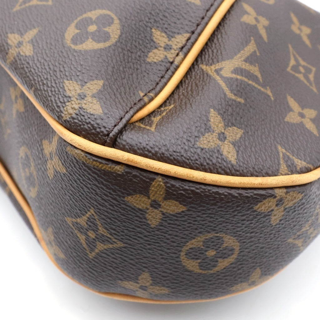 LOUIS VUITTON(ルイヴィトン) モノグラム テムズGM ワンショルダーバッグ ブラウン レザー×PVC M56383 ゴールド金具 レディース