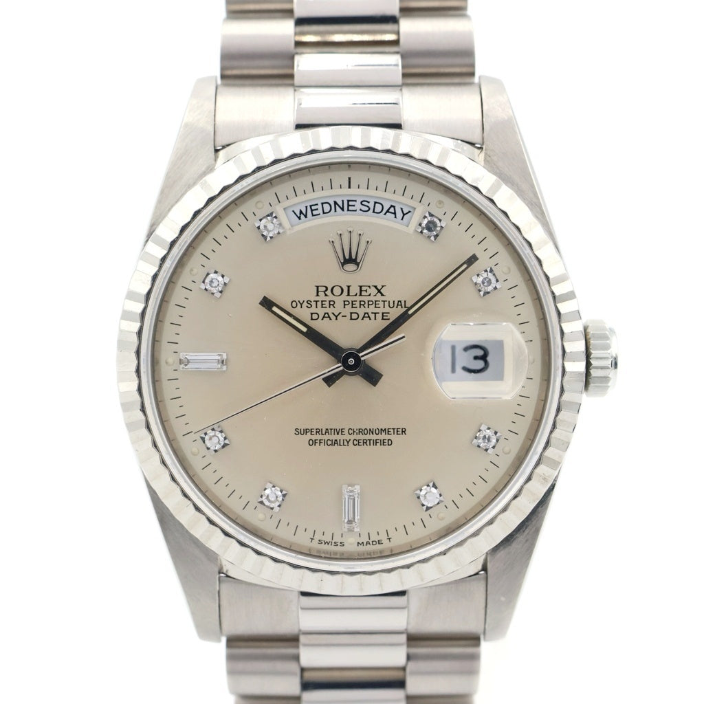 ROLEX(ロレックス) デイデイト シルバー文字盤 旧PD WG/AT 145g 18239A