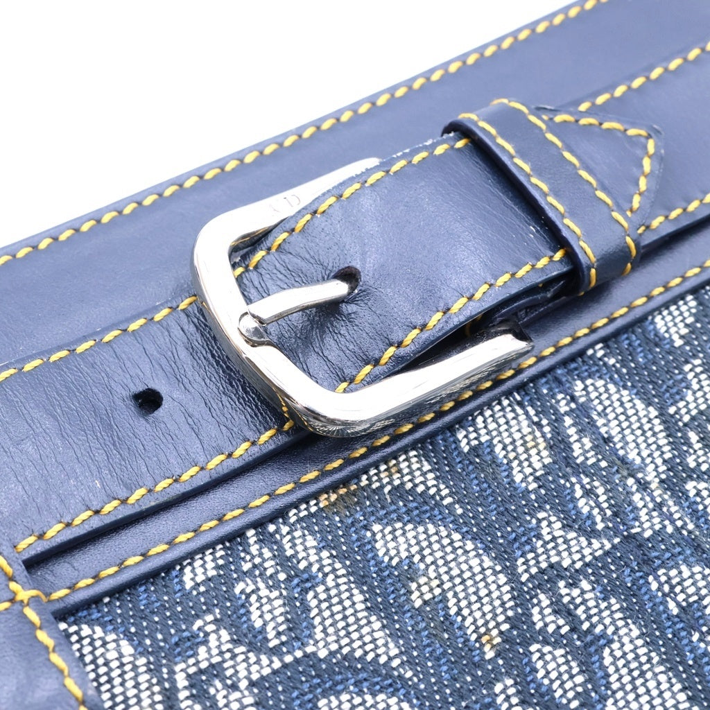 Christian Dior(クリスチャンディオール) トロッタートートバッグ ハンドバッグ キャンバス×レザー ネイビー BM-1001 レディース