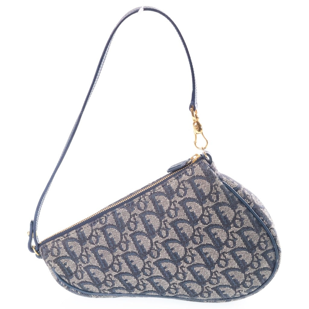 Christian Dior(クリスチャンディオール) トロッター サドルポーチ ハンドバッグ キャンバス×レザー ネイビー SL044012 レディース