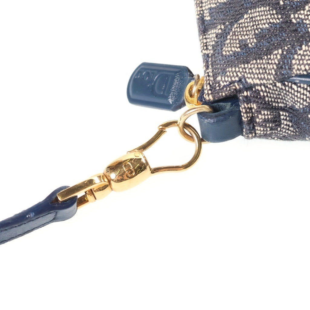 Christian Dior(クリスチャンディオール) トロッター サドルポーチ ハンドバッグ キャンバス×レザー ネイビー SL044012 レディース