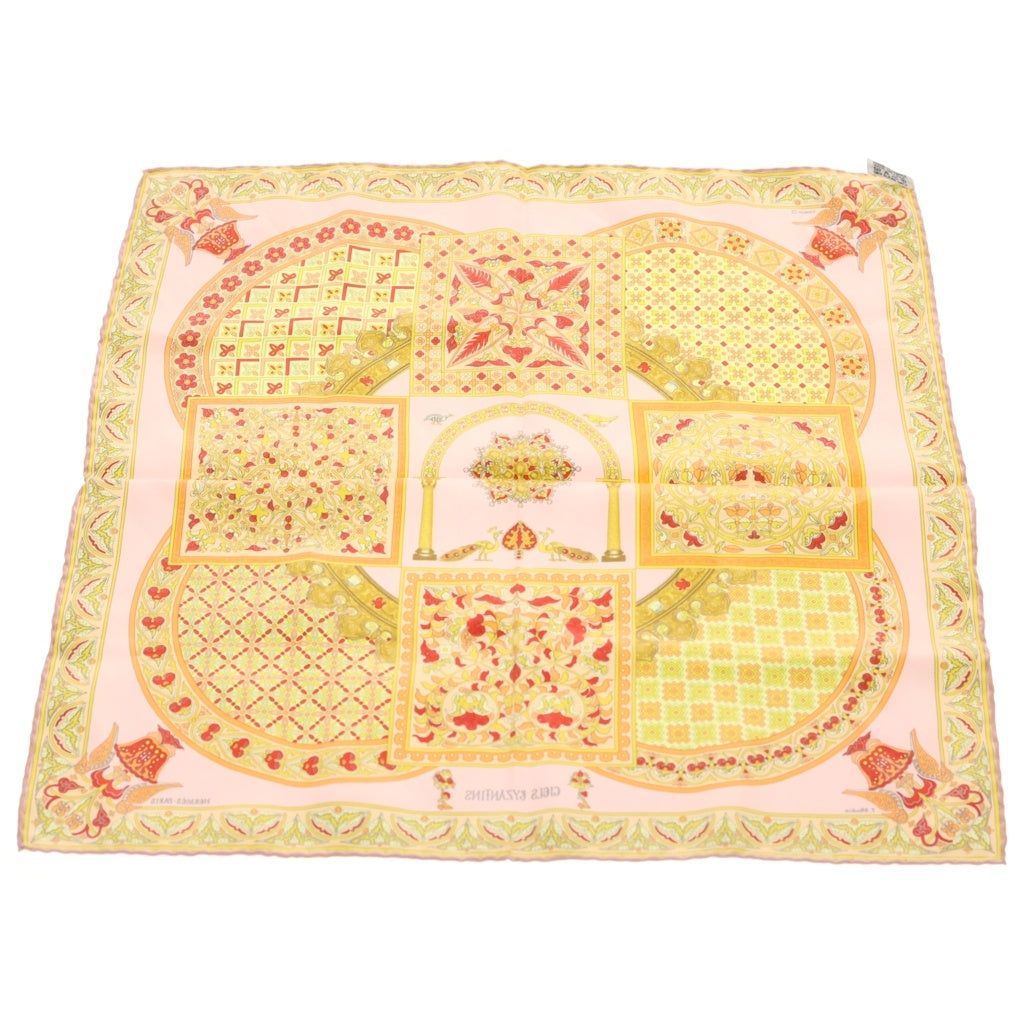 HERMES(エルメス) カレ45 CIELS BYZANTINS ビザンチンの空 シルクスカーフ ピンク×イエロー×レッド レディース