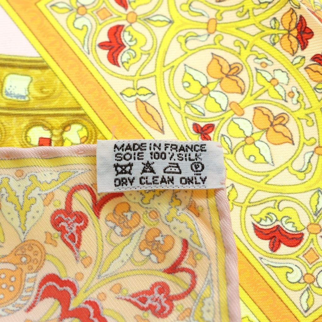 HERMES(エルメス) カレ45 CIELS BYZANTINS ビザンチンの空 シルクスカーフ ピンク×イエロー×レッド レディース