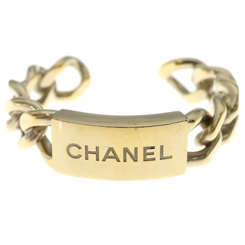 CHANEL(シャネル) ロゴバングル チェーンモチーフ ブレスレット メタル ゴールド 豆付 レディース