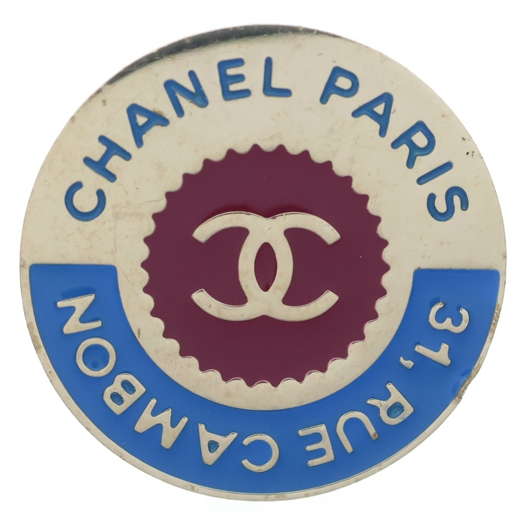 CHANEL(シャネル) 31 RUE CAMBON ラウンドピンブローチ ロゴ ココマーク ブルー×レッド×ゴールド メタル