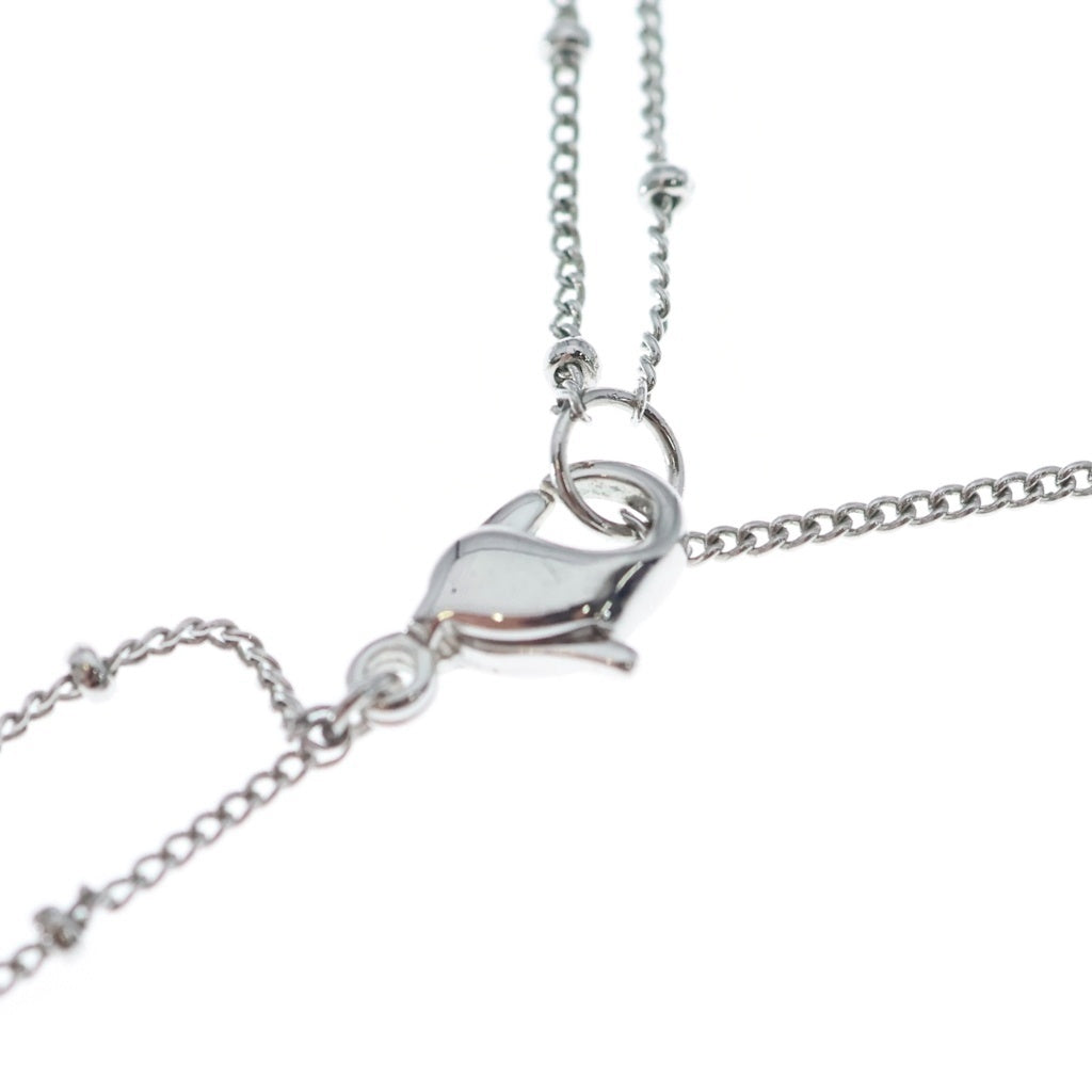 Christian Dior(クリスチャンディオール) Dロゴ ハートモチーフ ダブルネックレス ラインストーン Ag925 シルバー レディース