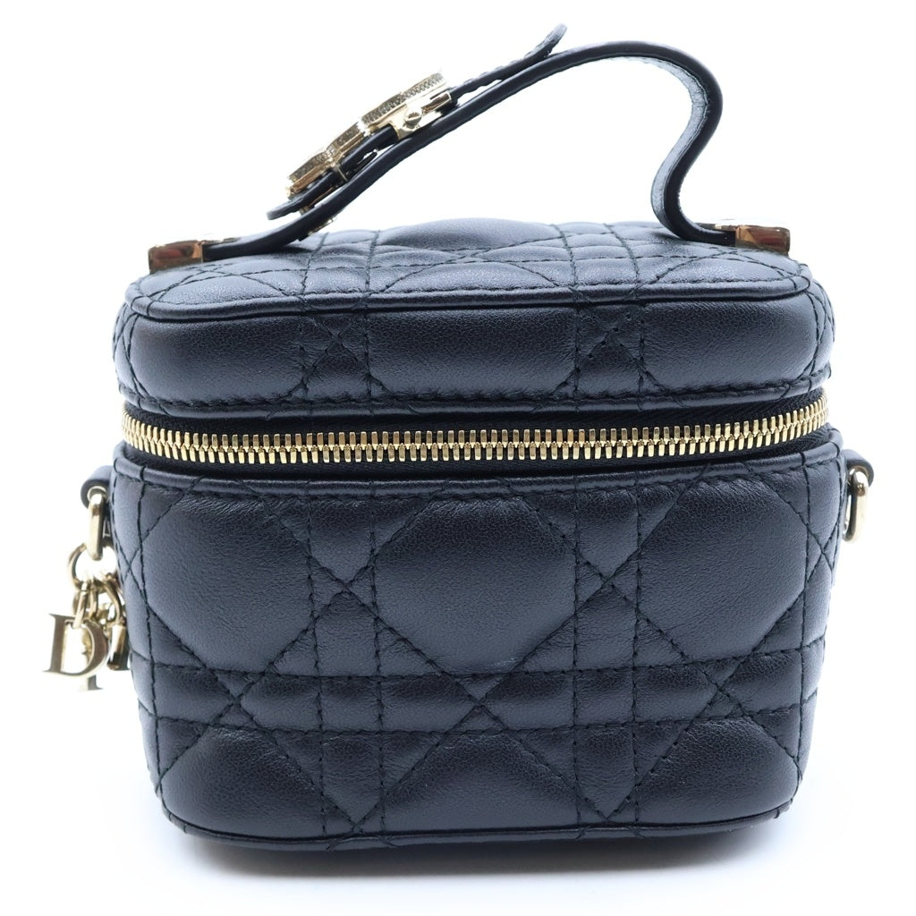 Christian Dior(クリスチャンディオール) レディディオール カナージュ マイクロバニティ ショルダーバッグ レザー ブラック レディース