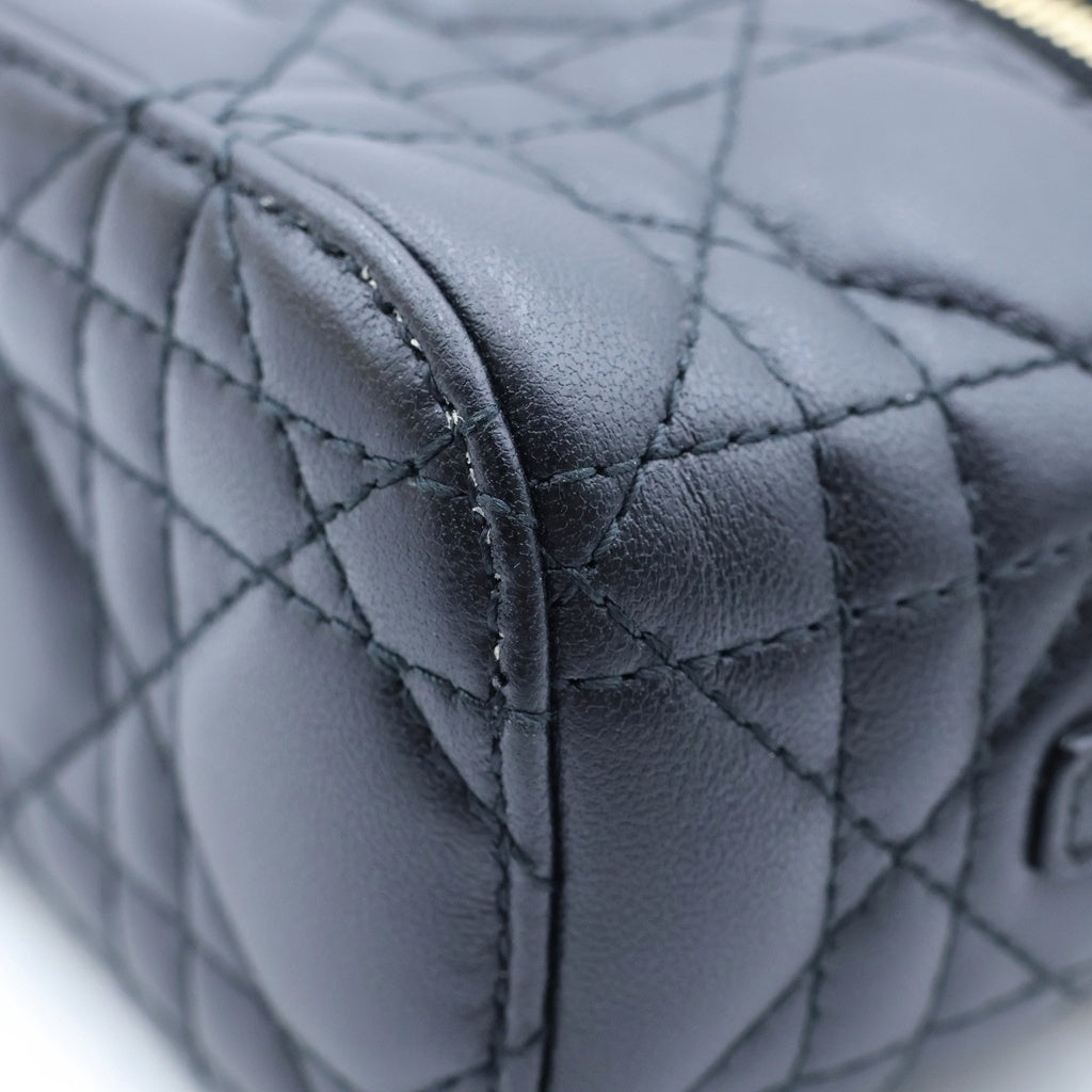 Christian Dior(クリスチャンディオール) レディディオール カナージュ マイクロバニティ ショルダーバッグ レザー ブラック レディース