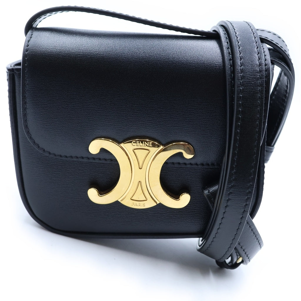CELINE(セリーヌ) トリオンフ ミニクロード ショルダーバッグ ブラック レザー ゴールド金具 レディース