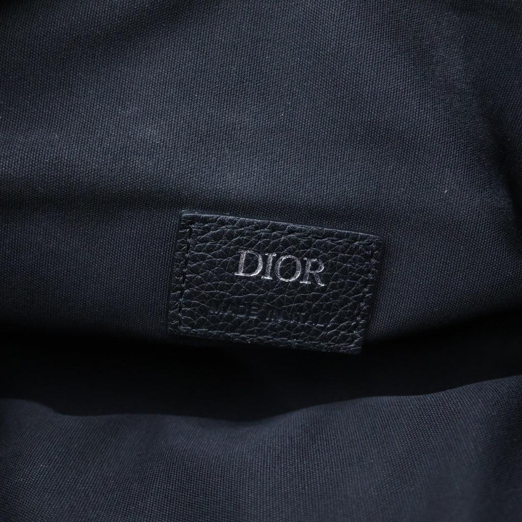 Christian Dior(クリスチャンディオール) サドル ウエストバッグ グレー×ネイビー×ブラック ジャガード×レザー