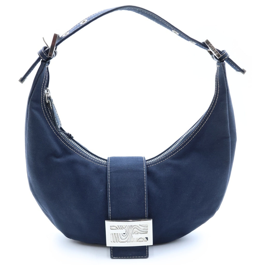 FENDI(フェンディ) バケット ショルダーバッグ ネイビー キャンバス レディース
