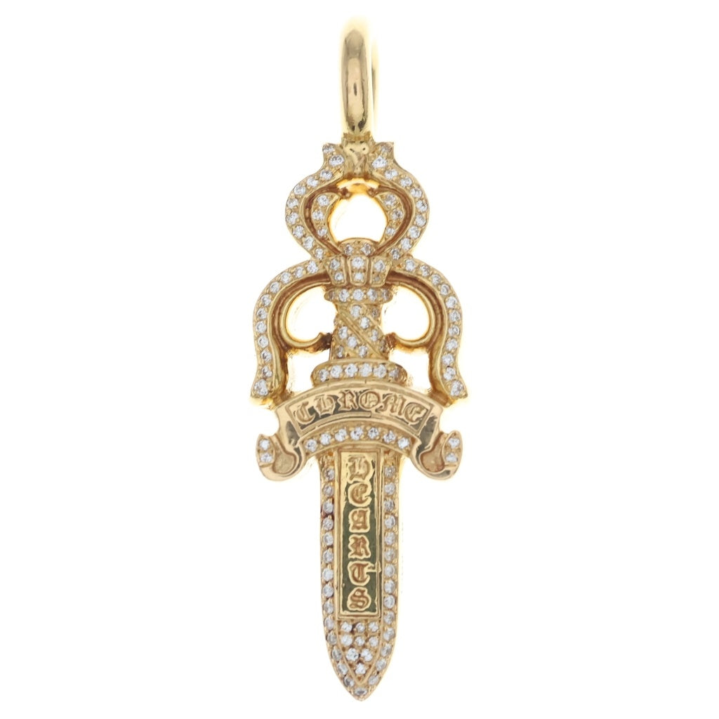 CHROME HEARTS(クロムハーツ) 22K DBL DAGGER P DIA 22Kダブルダガー PAVEダイヤ ネックレストップ ゴールド