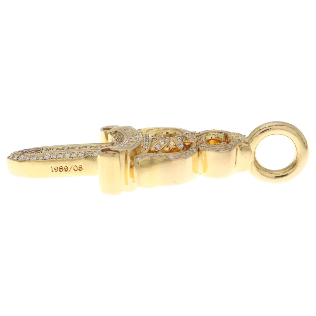 CHROME HEARTS(クロムハーツ) 22K DBL DAGGER P DIA 22Kダブルダガー PAVEダイヤ ネックレストップ ゴールド