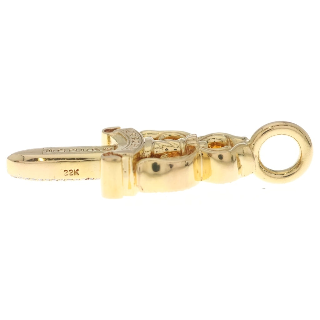 CHROME HEARTS(クロムハーツ) 22K DBL DAGGER P DIA 22Kダブルダガー PAVEダイヤ ネックレストップ ゴールド