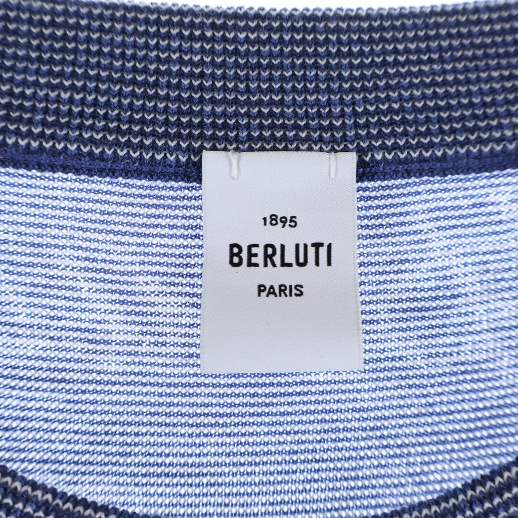 Berluti(ベルルッティ) ライト スクリットパターン クルーネック 半袖ニット Tシャツ ブルー R29KRS61YWDN