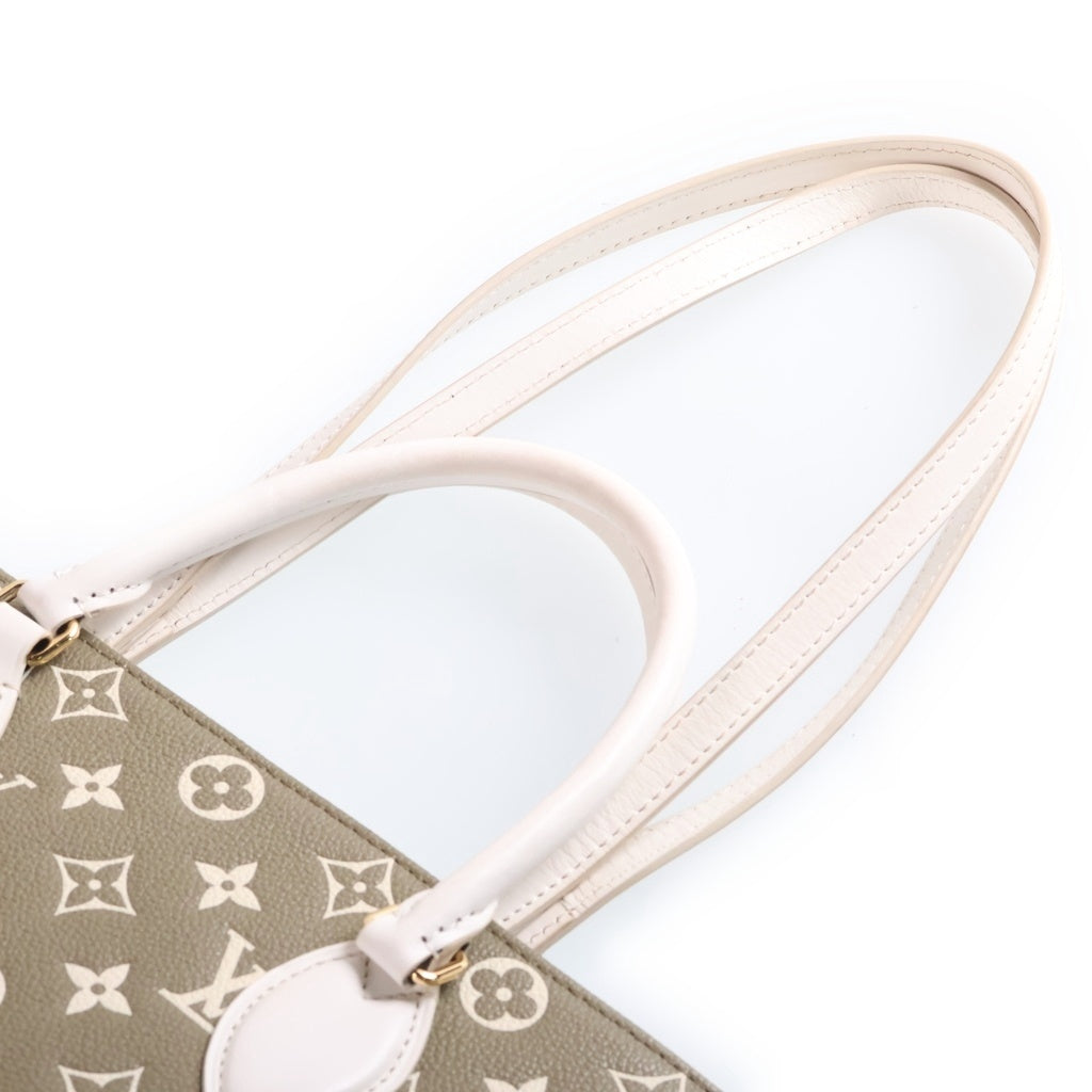 LOUIS VUITTON(ルイヴィトン) モノグラム アンプラント オンザゴーMM トートバッグ ハンドバッグ オリーブ×ホワイト レザー M46060 VX0222 箱、袋、チャーム レディース