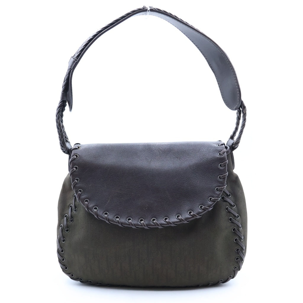 DIOR(ディオール) エスニックライン ショルダーバッグ ハンドバッグ キャンバス×レザー ブラウン 12-BO-0067 チャーム レディース