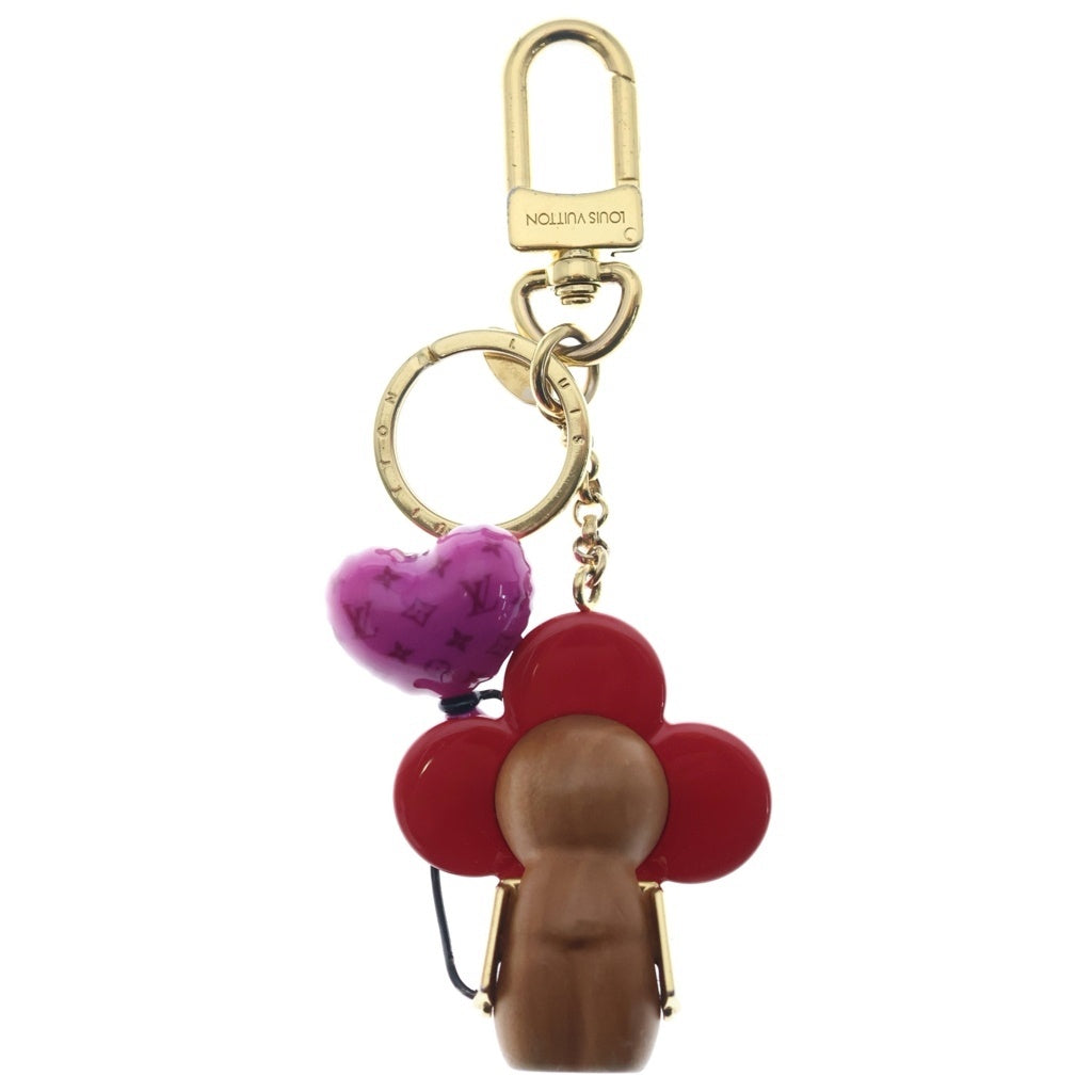 LOUIS VUITTON(ルイヴィトン) ポルトクレヴィヴィエンヌ チャーム キーホルダー プラスチック×ウッド×メタル レッド×パープル×ブラウン M80249 DI0211 レディース