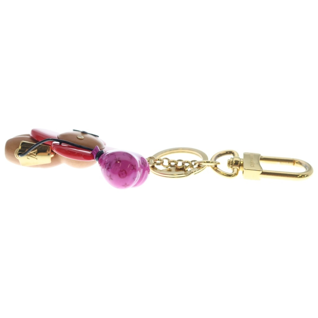 LOUIS VUITTON(ルイヴィトン) ポルトクレヴィヴィエンヌ チャーム キーホルダー プラスチック×ウッド×メタル レッド×パープル×ブラウン M80249 DI0211 レディース