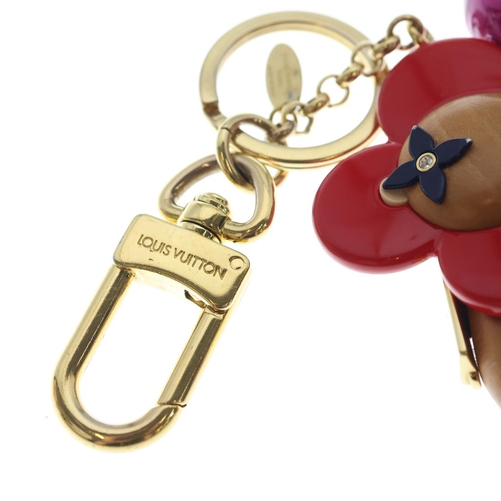 LOUIS VUITTON(ルイヴィトン) ポルトクレヴィヴィエンヌ チャーム キーホルダー プラスチック×ウッド×メタル レッド×パープル×ブラウン M80249 DI0211 レディース