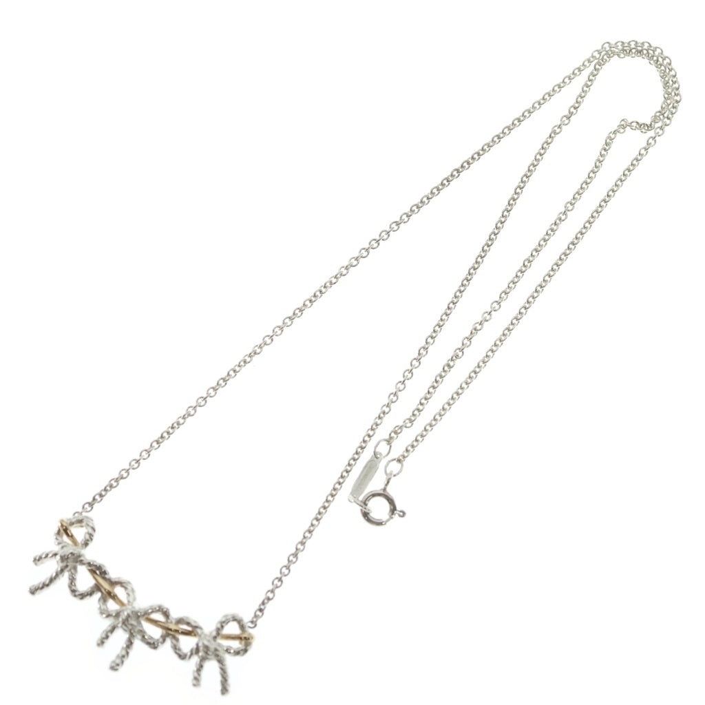 TIFFANY & Co.(ティファニー) トリプルリボン ネックレス シルバー×ゴールド SV925 Au750 レディース