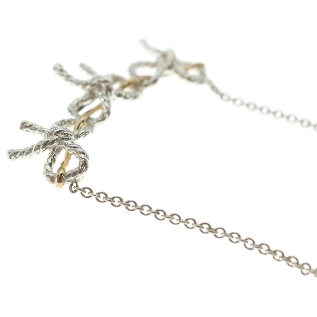 TIFFANY & Co.(ティファニー) トリプルリボン ネックレス シルバー×ゴールド SV925 Au750 レディース