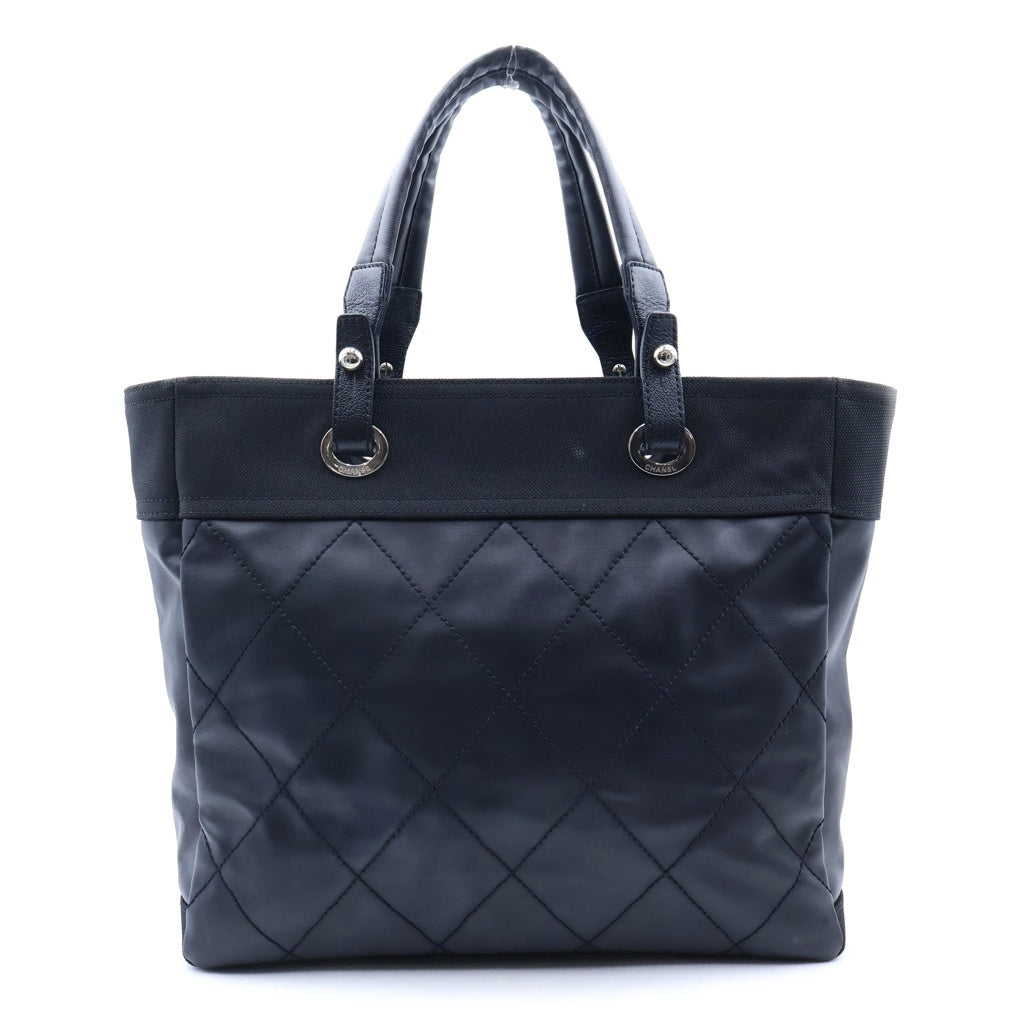CHANEL(シャネル) パリビアリッツ トートMM ハンドバッグ ショルダーバッグ ブラック PVC×キャンバス シルバー金具 シール付き 16番台 A34209