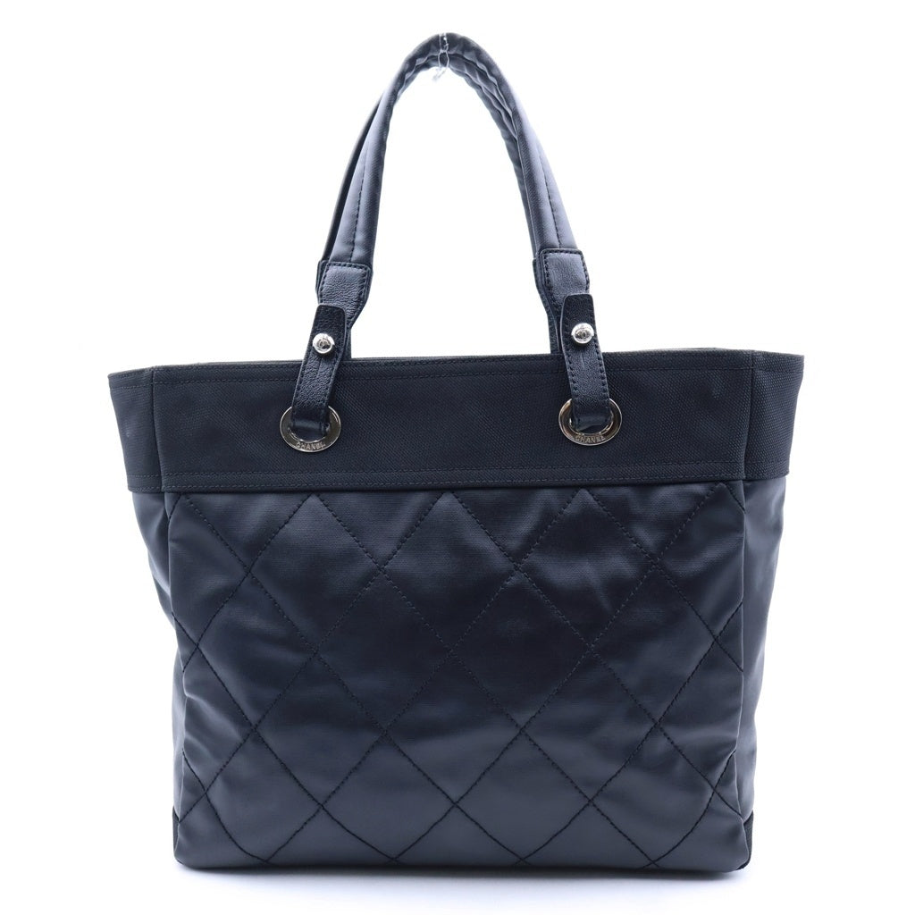 CHANEL(シャネル) パリビアリッツ トートMM ハンドバッグ ショルダーバッグ ブラック PVC×キャンバス シルバー金具 シール付き 16番台 A34209