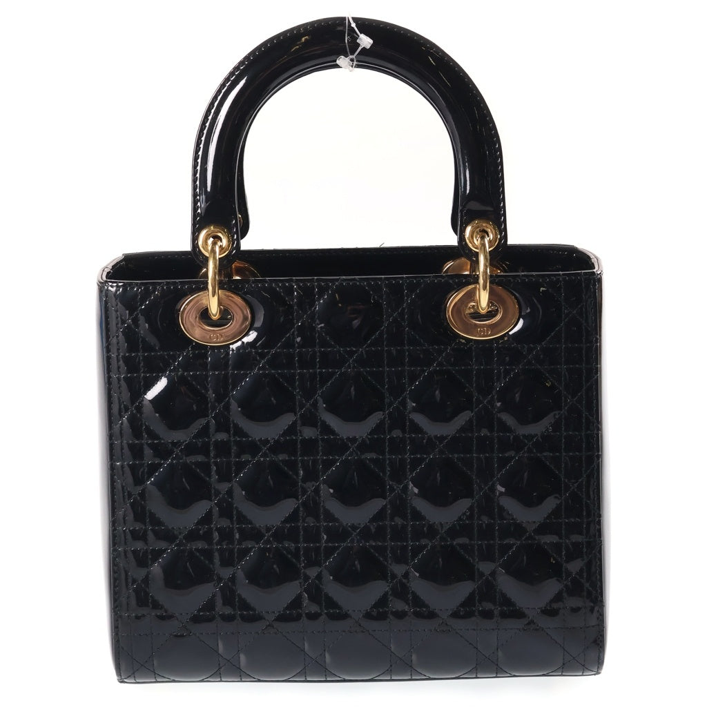 DIOR(ディオール) レディディオール ミディアム ハンドバッグ ブラック パテント ゴールド金具 レディース