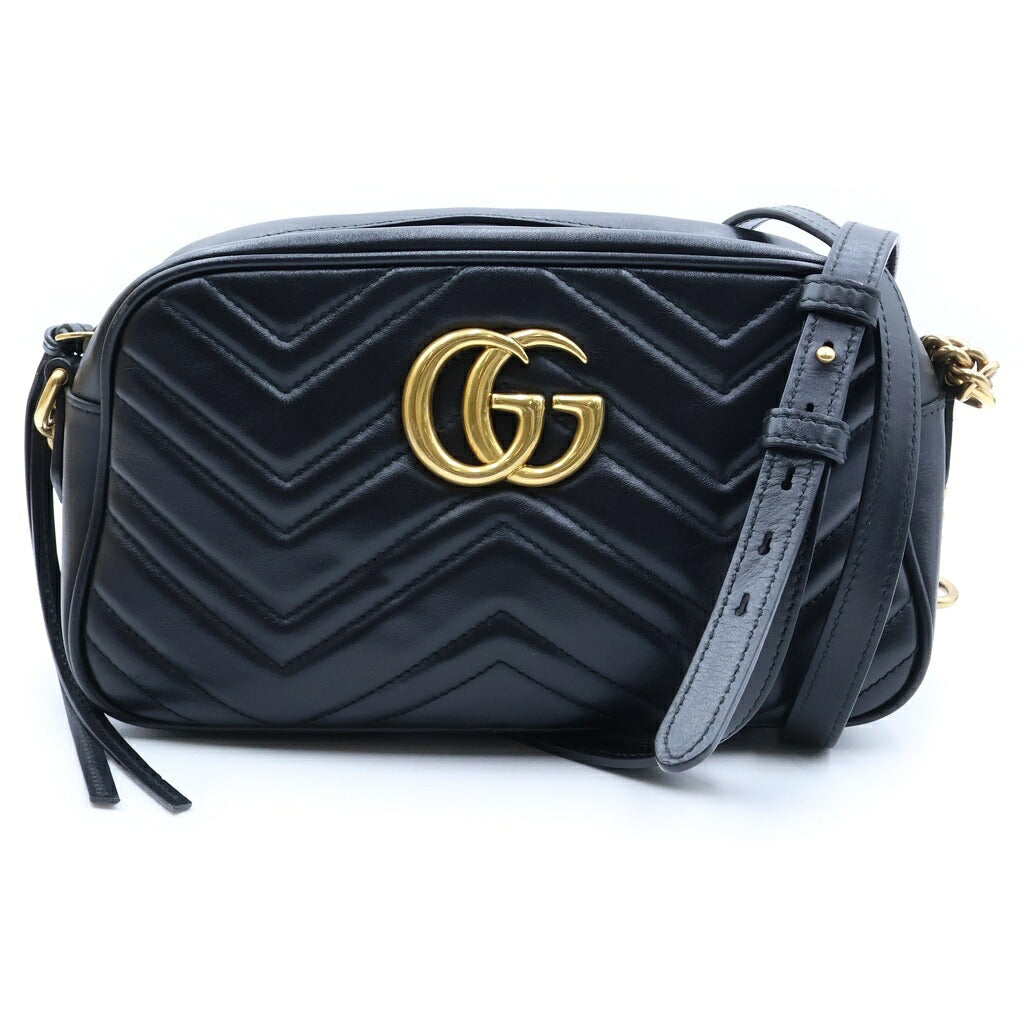 GUCCI(グッチ) GGマーモント チェーンショルダーバッグ ブラック レザー 447632 486628 袋