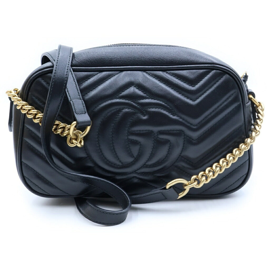 GUCCI(グッチ) GGマーモント チェーンショルダーバッグ ブラック レザー 447632 520981