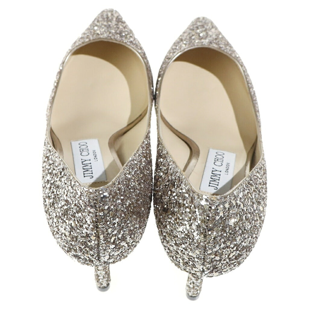 JIMMY CHOO(ジミーチュウ) ROMY グリッター ヒール パンプス ゴールド