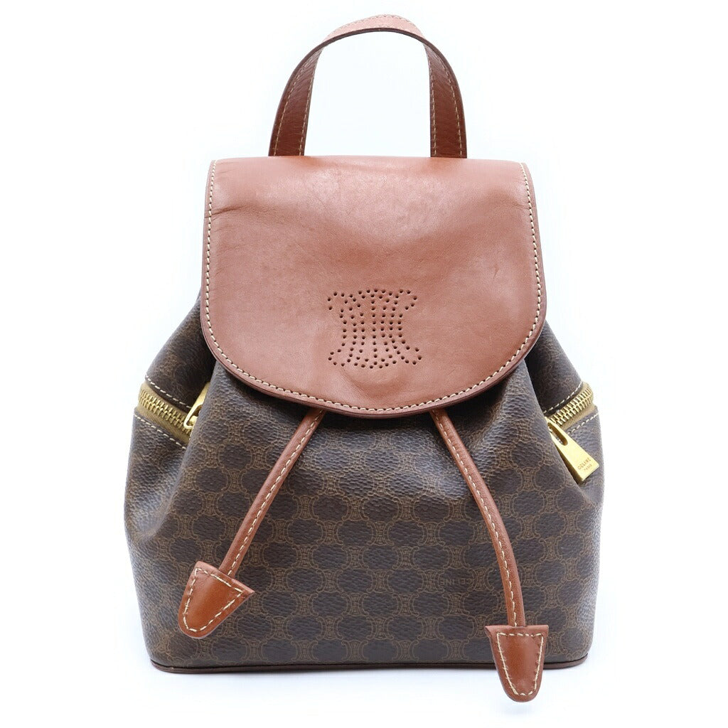 CELINE(セリーヌ) マカダム リュックサック ブラウン レザー バックパック