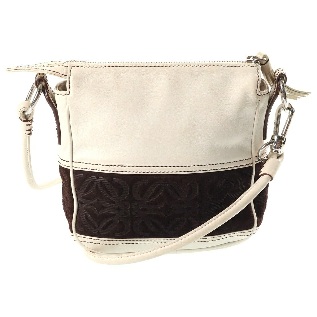 LOEWE(ロエベ) アナグラム ショルダーバッグ ブラウン ホワイト PVCレザー