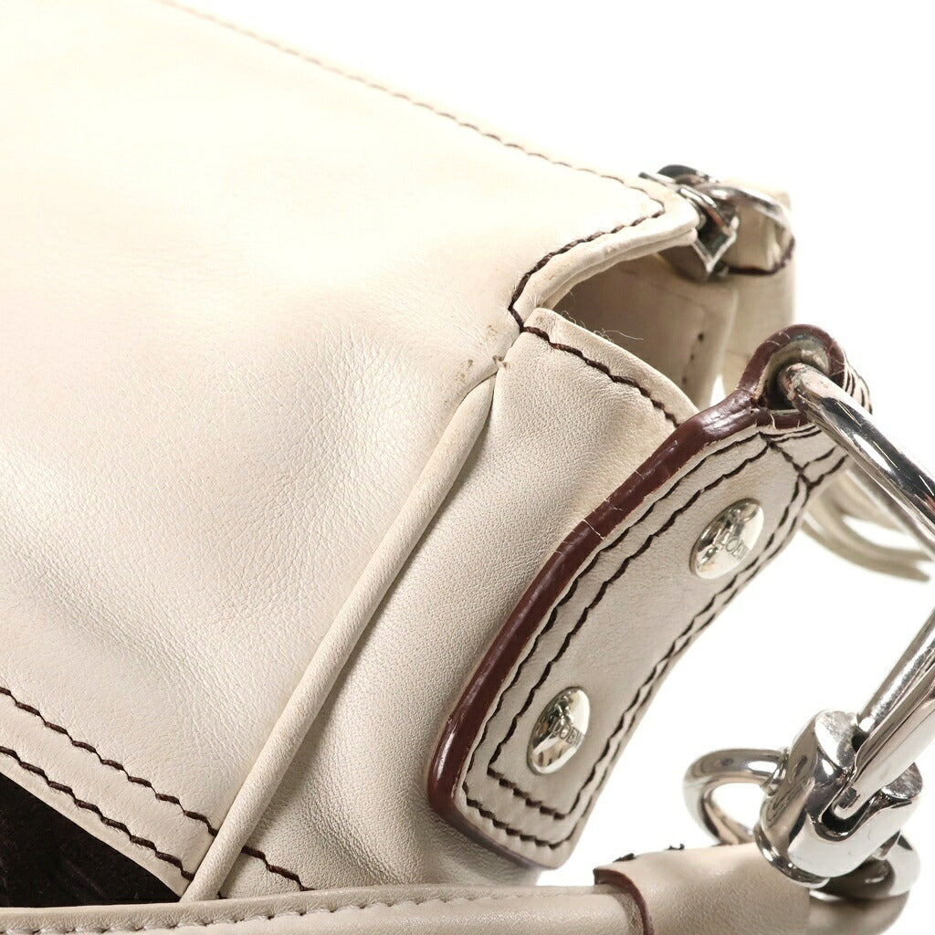 LOEWE(ロエベ) アナグラム ショルダーバッグ ブラウン ホワイト PVCレザー