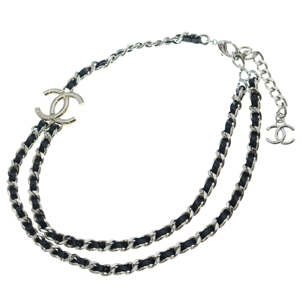 CHANEL(シャネル) ココマーク チェーン ネックレス シルバー×ブラック メタル×エナメル