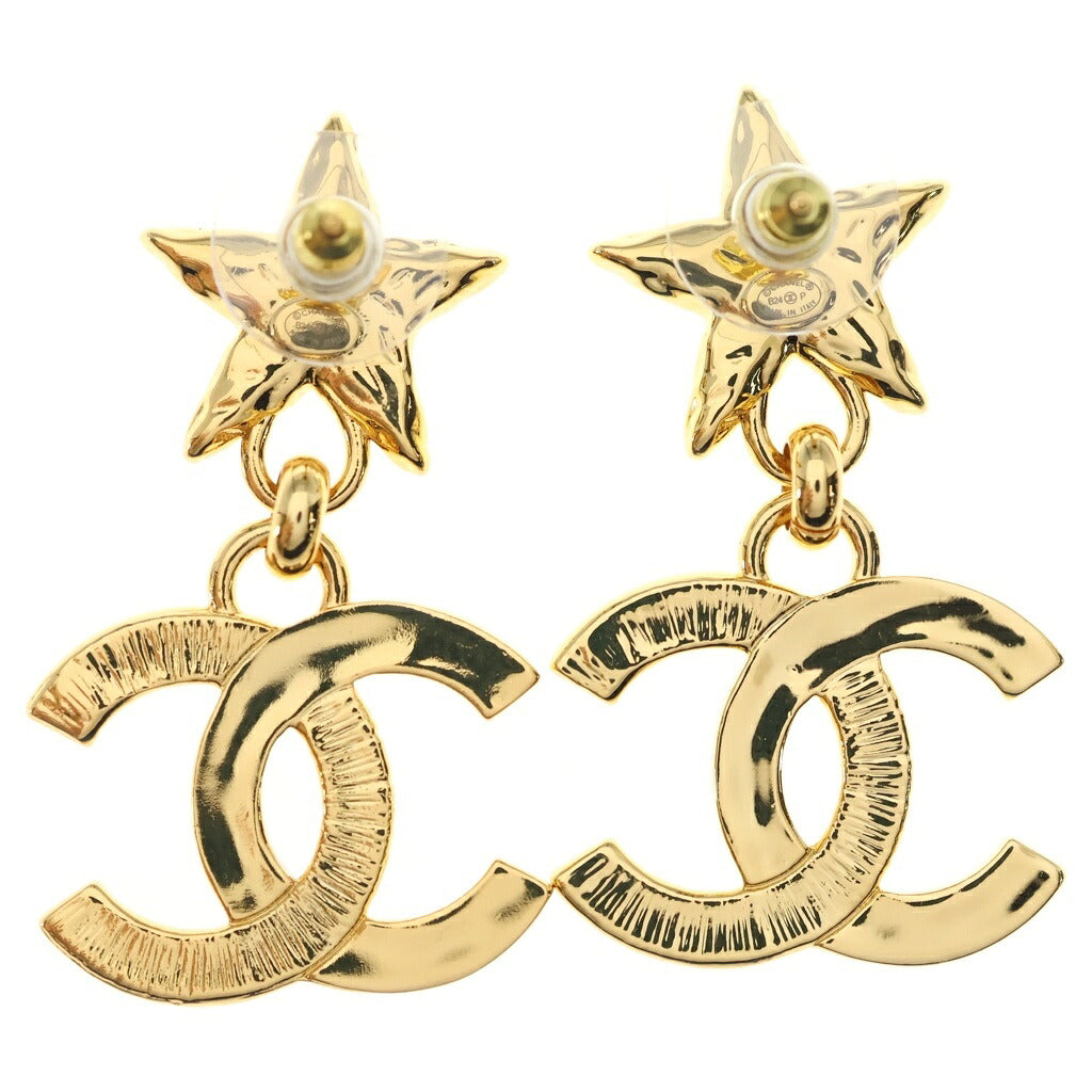 CHANEL(シャネル) ココマーク スター ピアス メタル ゴールド×ブラック 豆あり B24P