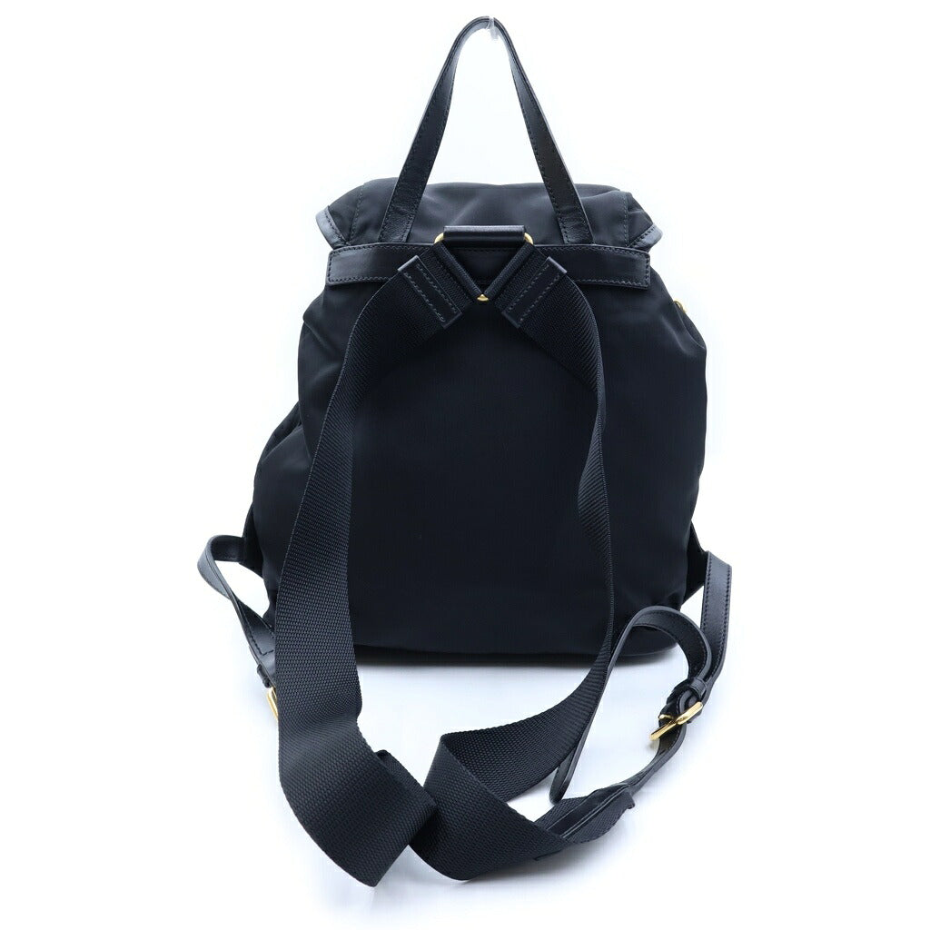PRADA(プラダ) ロゴ バックパック リュックサック ブラック ナイロン×レザー 1BZ677