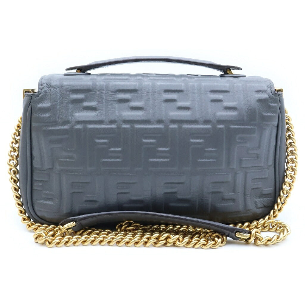 FENDI(フェンディ) FFモチーフ バケットチェーン ミディ ズッカ マンマバケット チェーンショルダーバッグ ハンドバッグ グレー レザー 8BR793