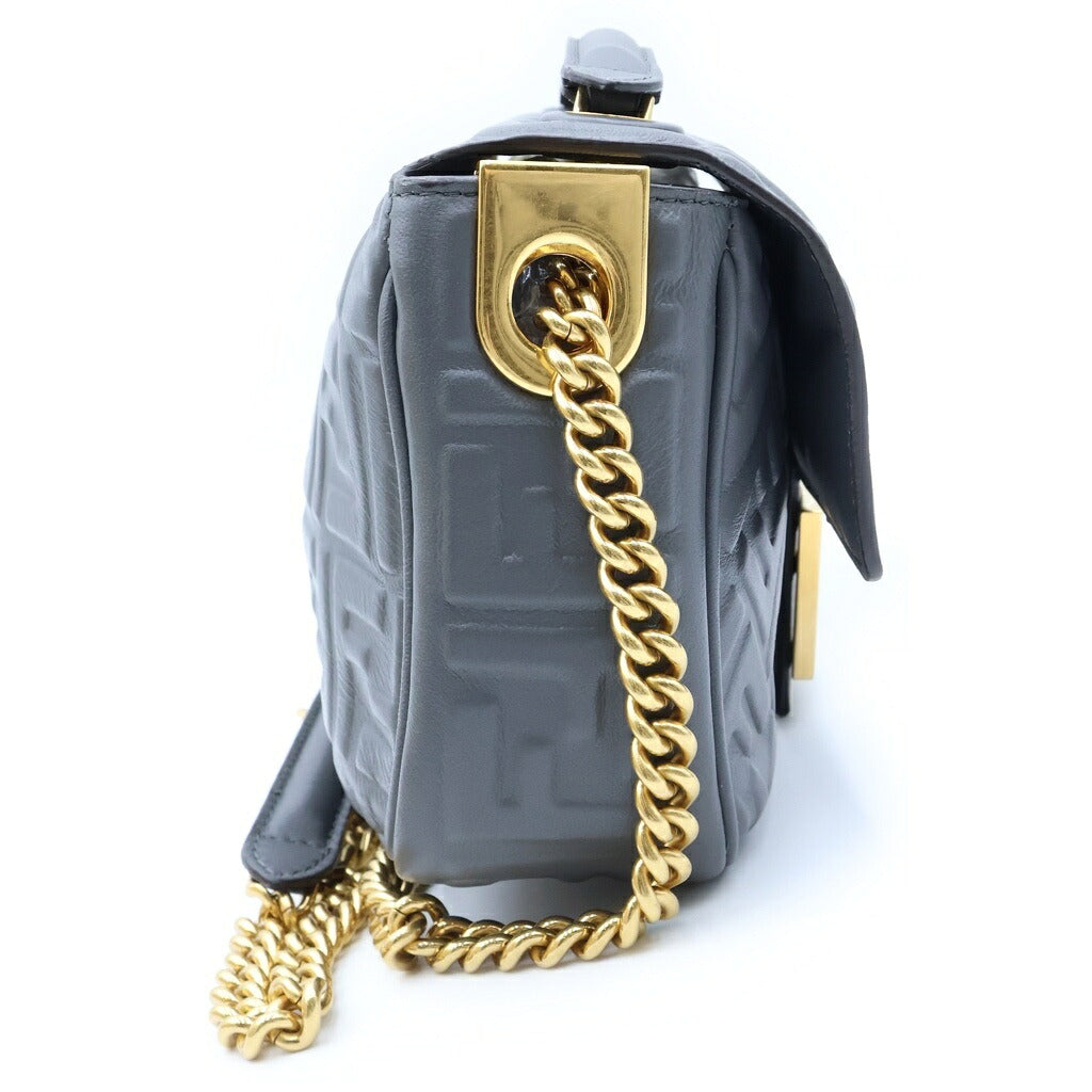 FENDI(フェンディ) FFモチーフ バケットチェーン ミディ ズッカ マンマバケット チェーンショルダーバッグ ハンドバッグ グレー レザー 8BR793