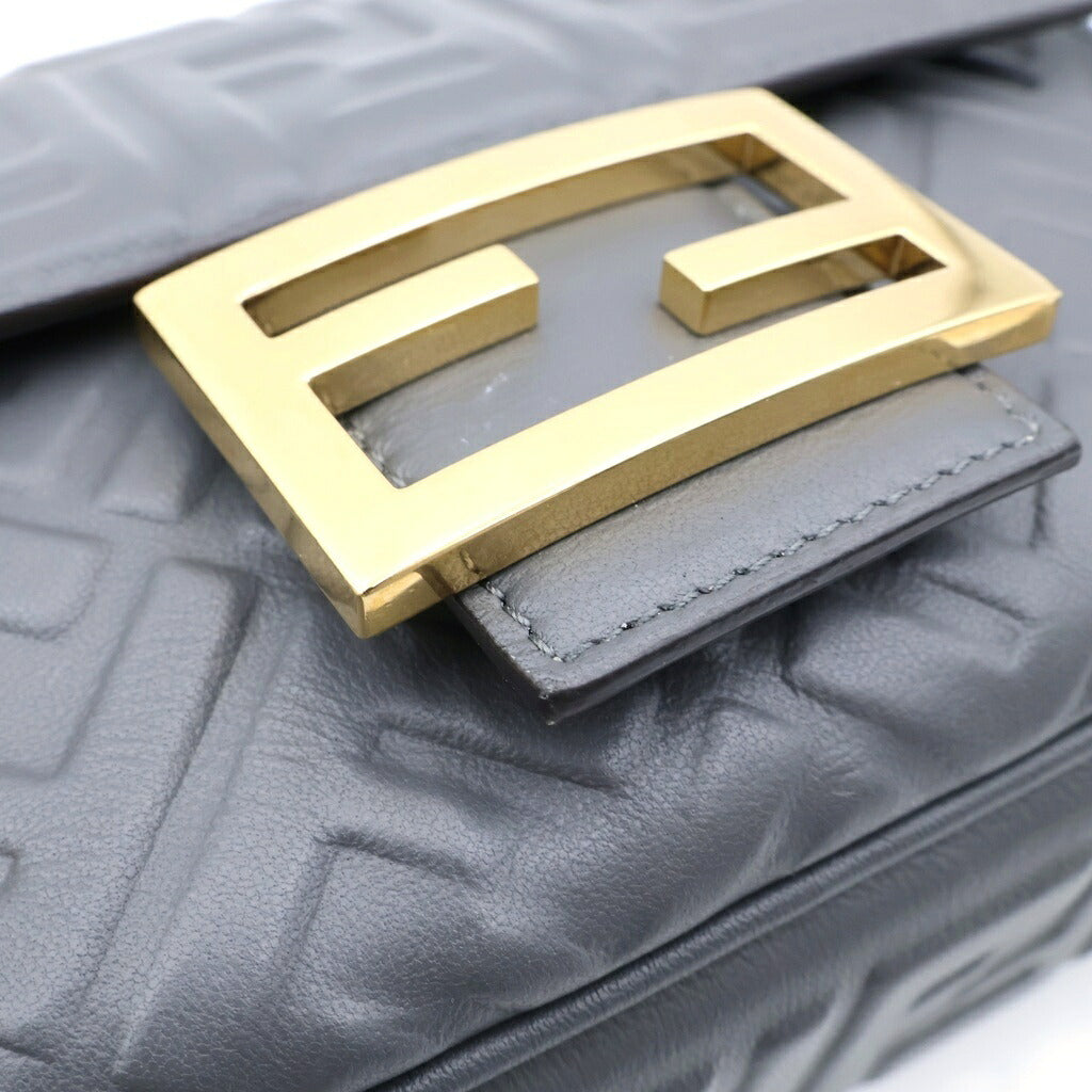 FENDI(フェンディ) FFモチーフ バケットチェーン ミディ ズッカ マンマバケット チェーンショルダーバッグ ハンドバッグ グレー レザー 8BR793