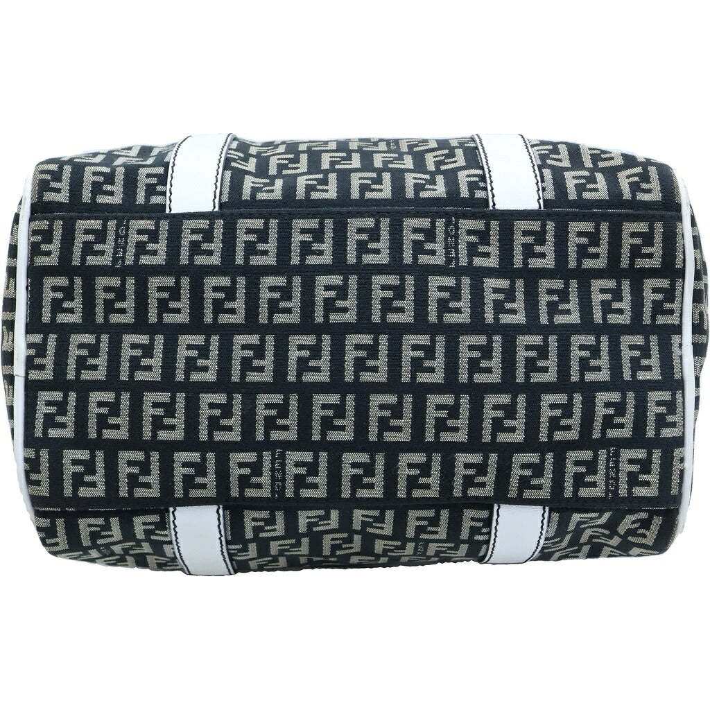 FENDI(フェンディ) ズッキーノ ミニボストンバッグ ハンドバッグ キャンバス×レザー ネイビー×ホワイト 8BL068