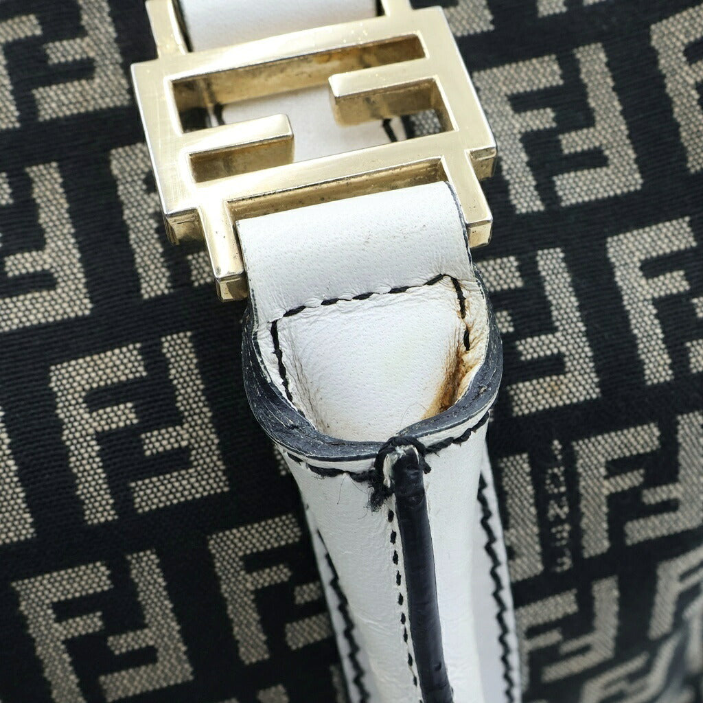FENDI(フェンディ) ズッキーノ ミニボストンバッグ ハンドバッグ キャンバス×レザー ネイビー×ホワイト 8BL068