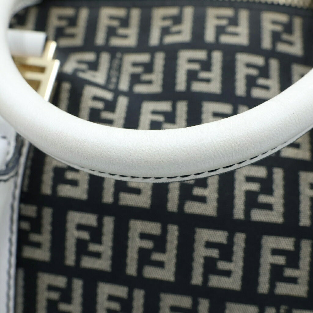 FENDI(フェンディ) ズッキーノ ミニボストンバッグ ハンドバッグ キャンバス×レザー ネイビー×ホワイト 8BL068