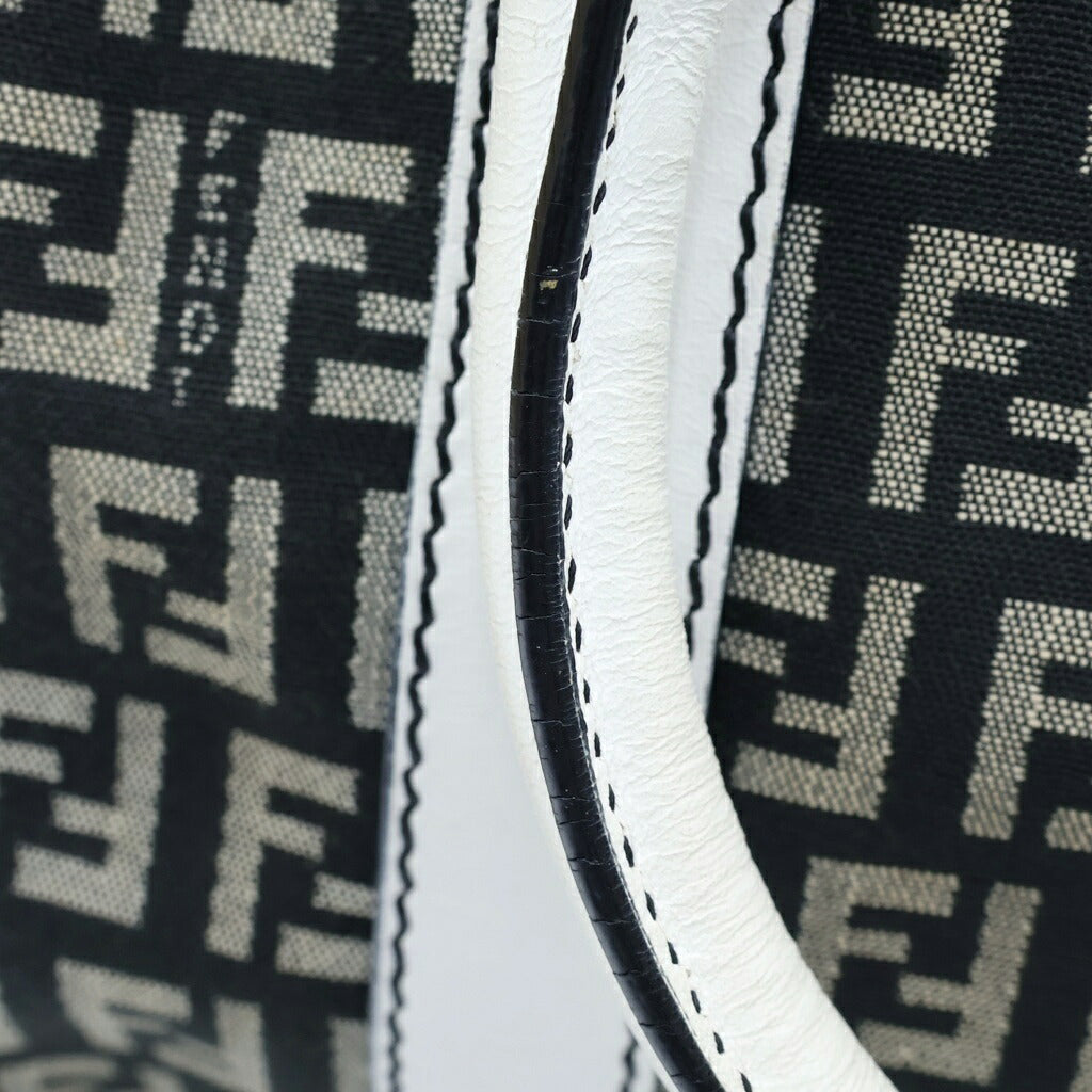 FENDI(フェンディ) ズッキーノ ミニボストンバッグ ハンドバッグ キャンバス×レザー ネイビー×ホワイト 8BL068