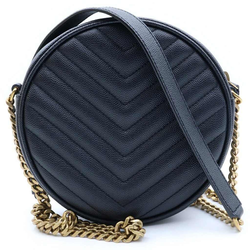 SAINT LAURENT PARIS(サンローランパリ) ヴィニル チェーンショルダーバッグ キャビアスキン ブラック 610436