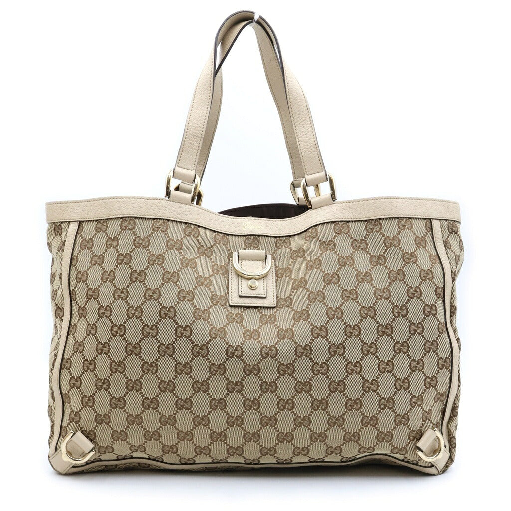 GUCCI(グッチ) GGキャンバス トートバッグ ハンドバッグ ベージュ キャンバス×レザー 141472